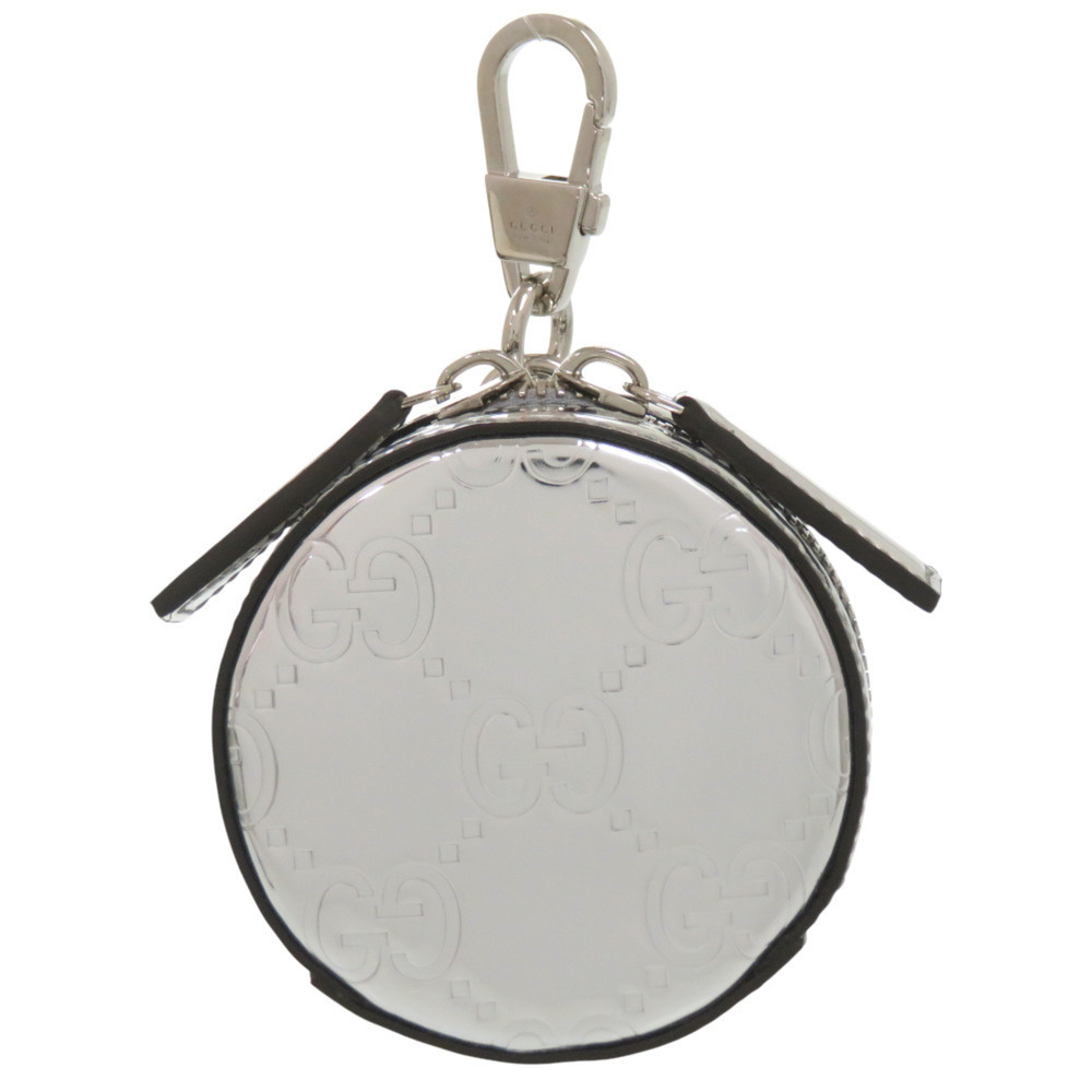 Gucci GG Embossed Handbag Pouch 812339 Keychain Accessory Bag Charm Silver 06...
